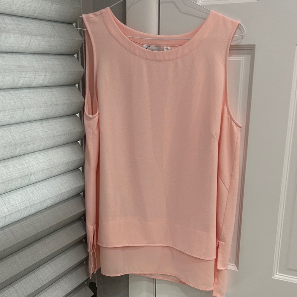 Linea by Louis Dell'Olio Soft Pink Layered Blouse Shell Tunic Top XL